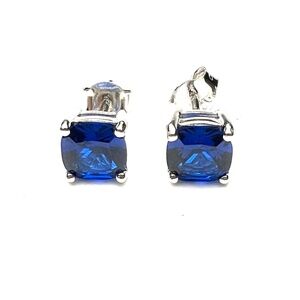 New Lab Made Sapphire Stud Earrings Sterling Silver 925 , September Birthstone
